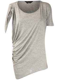 Grey asymmetric sleeve top