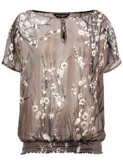 Dorothy Perkins Grey blossom print georgette top