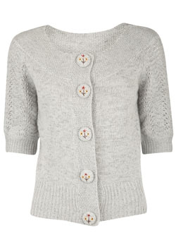 Dorothy Perkins Grey embroidered button cardigan