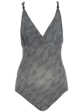 Dorothy Perkins Grey floral crossover swimsuit DP12182802