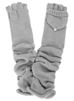 Grey long fingerless gloves