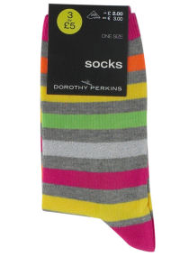Grey lurex multi stripe socks