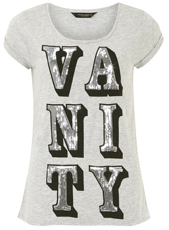Grey vanity sequin motif t-shirt DP56318113