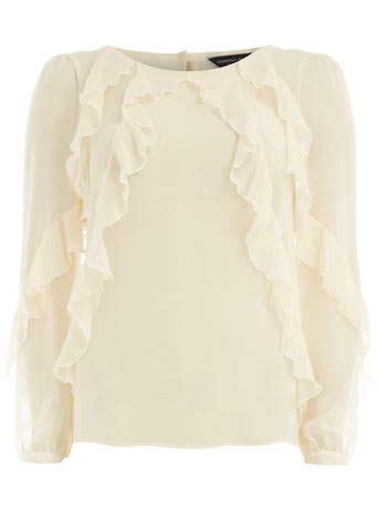 Ivory ruffle font blouse DP05333182