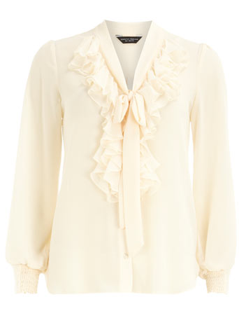 Ivory ruffle front blouse DP05337582