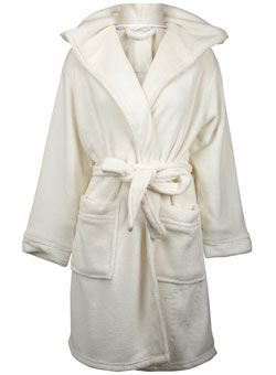 Ivory short hooded robe
