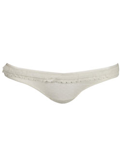 Ivory spot flock lace thong