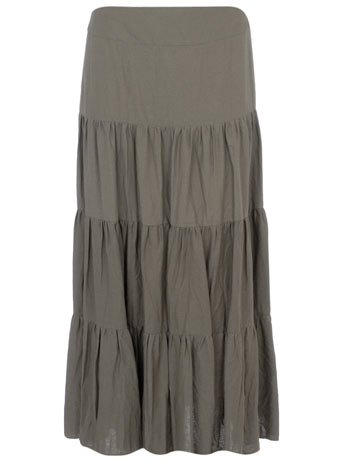 Dorothy Perkins Khaki linen tiered maxi skirt