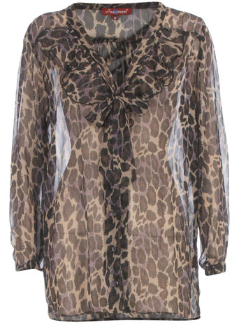 Dorothy Perkins Leopard ruffle collar blouse DP50131068