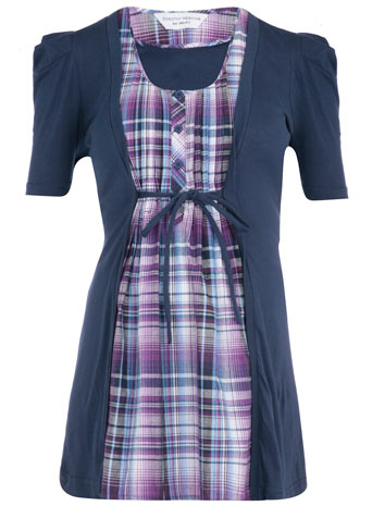 Dorothy Perkins Maternity blue check 2in1 top