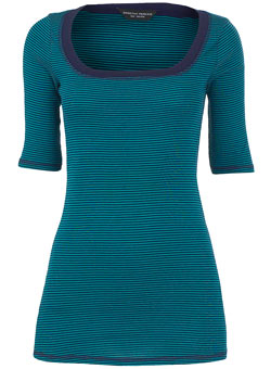 Dorothy Perkins Navy and teal stripe top