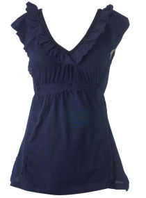 Dorothy Perkins Navy broderie ruffle front top
