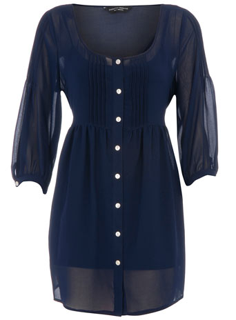 Dorothy Perkins Navy georgette button blouse