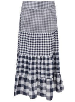 Dorothy Perkins Navy/white gingham maxi skirt