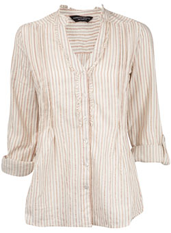 Dorothy Perkins Neutral stripe frill shirt