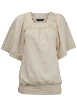 Dorothy Perkins Oatmeal batwing lace top