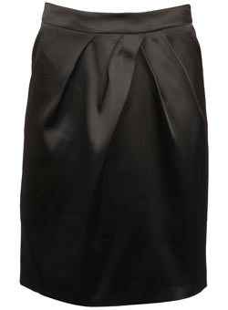 Dorothy Perkins Petite black satin pleat skirt