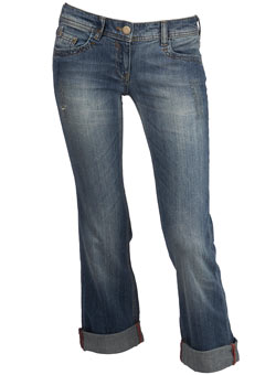 Dorothy Perkins Petite blue roll up boy jeans