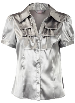 Dorothy Perkins Petite silver satin shirt