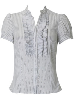 Dorothy Perkins Petite white lurex shirt