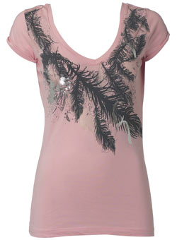 Dorothy Perkins Pink burnout feather top