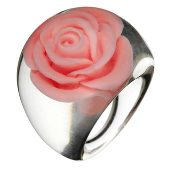 Dorothy Perkins Pink rose trapped dome ring