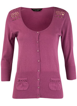 Dorothy Perkins Purple crochet trim cardigan