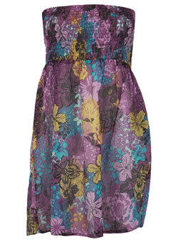 Purple floral bandeau dress