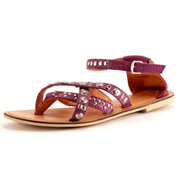 Purple leather studded sandals