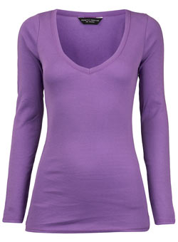 Dorothy Perkins Purple long sleeve v-neck top
