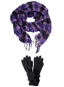 Purple scarf and glove set