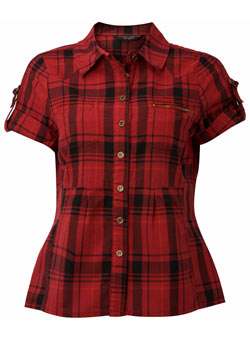 Dorothy Perkins Red check zip pocket shirt
