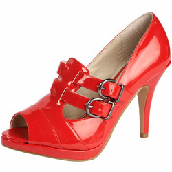 Dorothy Perkins Red double buckle shoes