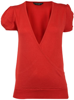 Dorothy Perkins Red pleat sleeve jumper