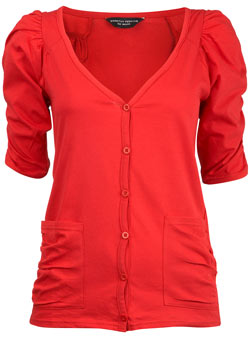Dorothy Perkins Red ruched sleeve cardigan