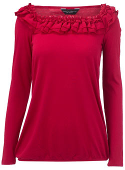 Dorothy Perkins Red ruffle bubble top