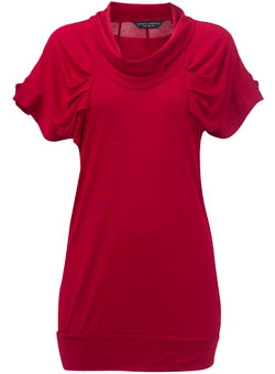 Dorothy Perkins Red tuck sleeve jersey top