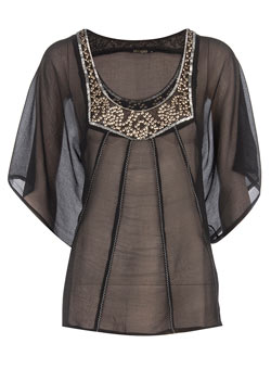Dorothy Perkins Rise black embellished blouse