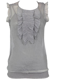 Dorothy Perkins Silver crinkle frill top