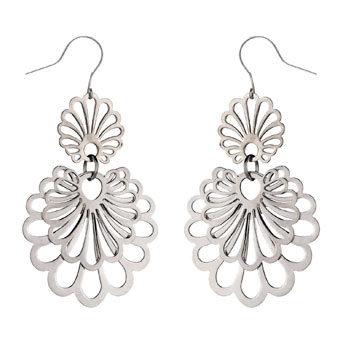 Silver fan drop earrings