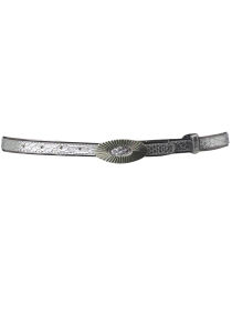Silver sunray oval buckle belt