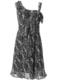 Snake print one shoulder dress