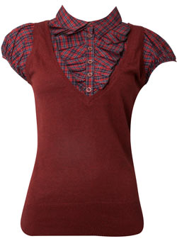 Dorothy Perkins Tall red check 2 in 1 top