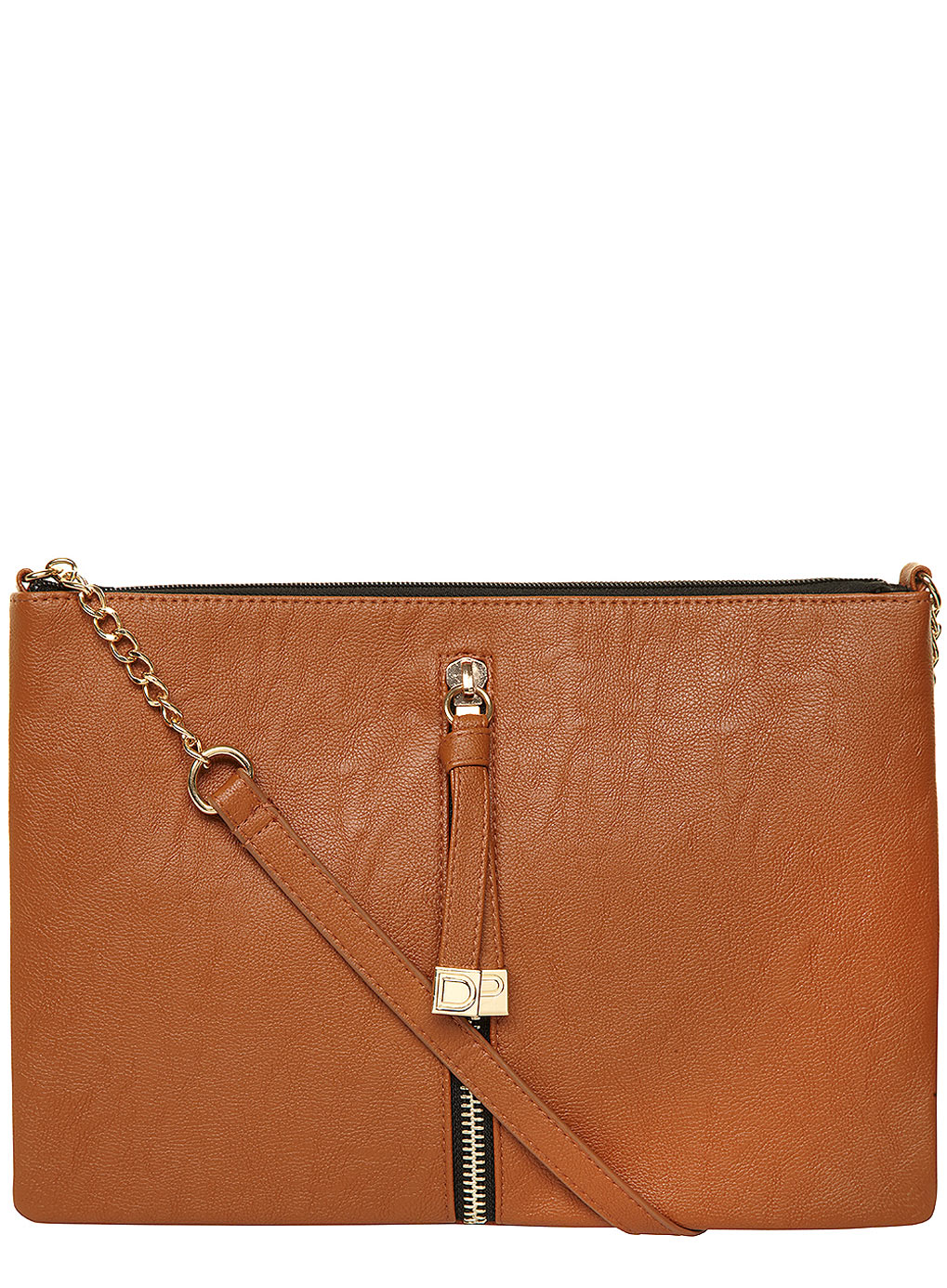 Tan Vertical Zip Crossbody bag 18346300