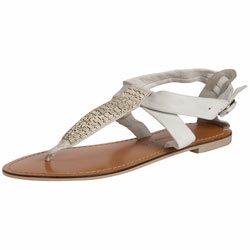Dorothy Perkins White leather beaded sandals