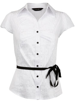 Dorothy Perkins White stripe origami bib shirt