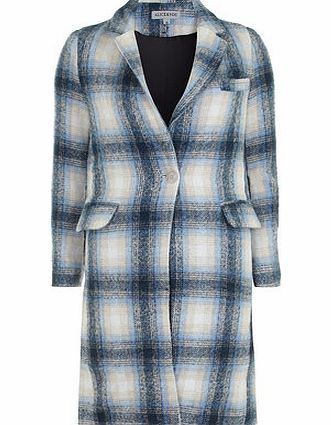 Womens Alice  You Blue Check Long Notched Coat-