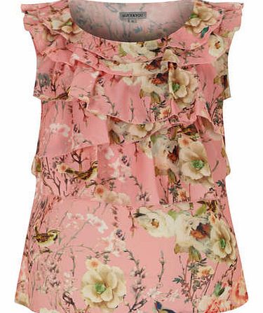 Womens Alice & You Pink Floral Ruffle Top- Pink