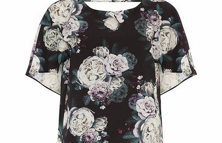 Dorothy Perkins Womens All About Rose Black rose print cape bell