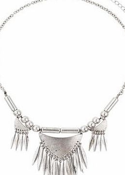 Dorothy Perkins Womens Antique Silver Ethnic Necklace- Silver